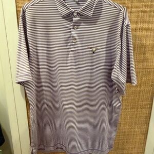 Peter Millar Navy and White Striped Polo
